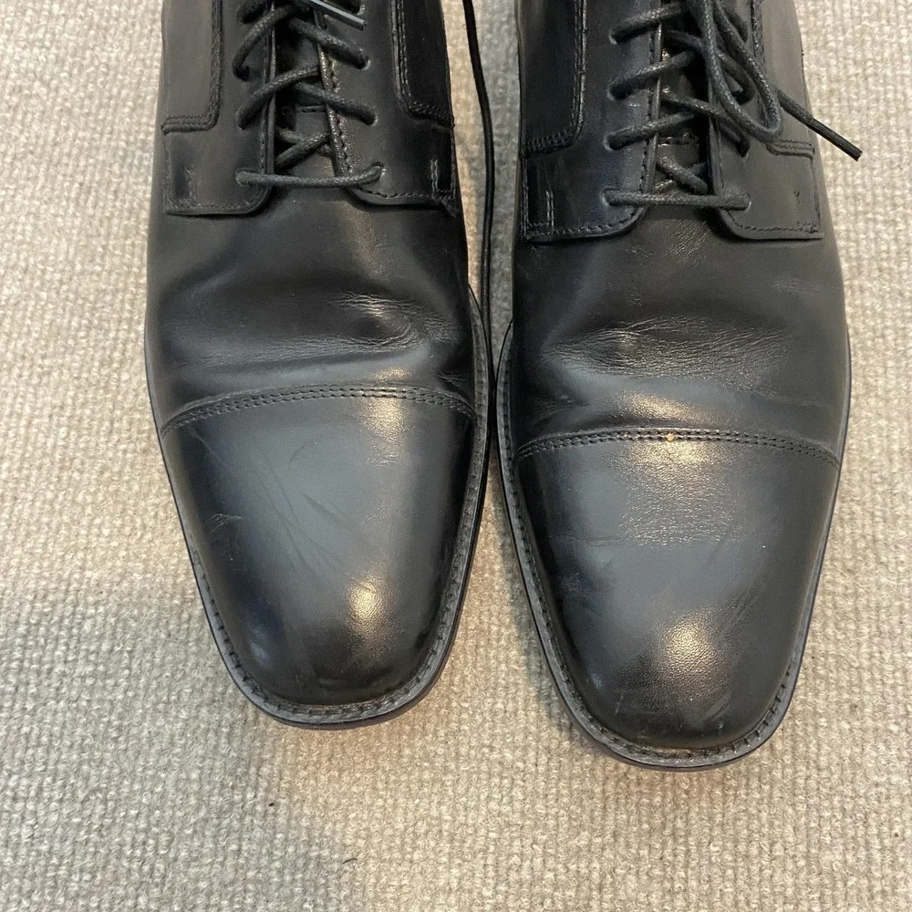 Johnston & Murphy Shoes Mens Size 11 M Black Leather Cap Toe Derby 59-11567